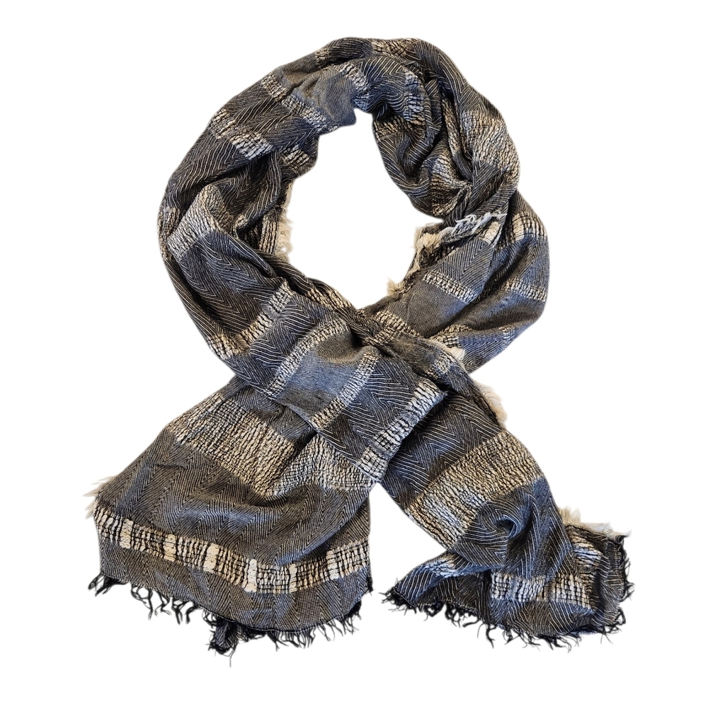 World Market - Grey, Black & White Fringe End Scarf
